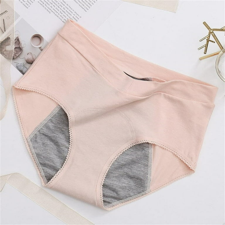 Womens Underwear Tummy Control High Waisted Leak Proof Leak Proof Cotton  Overnight Menstrual Briefs Panties,3 Pack