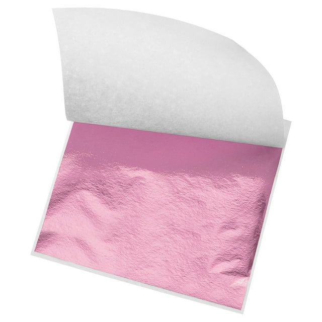 Hoja de papel de oro de 3.3 x 3.1 pulgadas de Uxcell para decoración artística, aluminio rojo rosa, 100 piezas