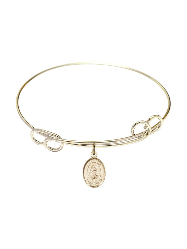Bonyak Jewelry Oval Eye Hook Bangle Bracelet w/St Rita of Cascia in Gold-Filled