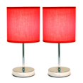 thumbnail image 3 of Mod Lighting and Decor Mini Table Lamps with Drum Shade - 11" - Silver and Red - Set of 2, 3 of 4