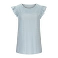 thumbnail image 2 of Birdeem Womens Solid Color Round-Neck Sleeveless Vest Cut-Out Panel Sleeveless Ruffle Tops, 2 of 8