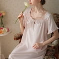 thumbnail image 7 of HLSOHJP Women's Cotton Victorian Nightgown Short Sleeve Pj Soft Pajama Dress Long Sleepwear Off Shoulder Sleep Shirt Frilly, 7 of 7