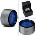 thumbnail image 4 of P. Manoukian Tungsten Wedding Band Ring 12mm for Men Women Blue Black Pipe Brushed Polished Lifetime Guarantee Size 7, 4 of 4