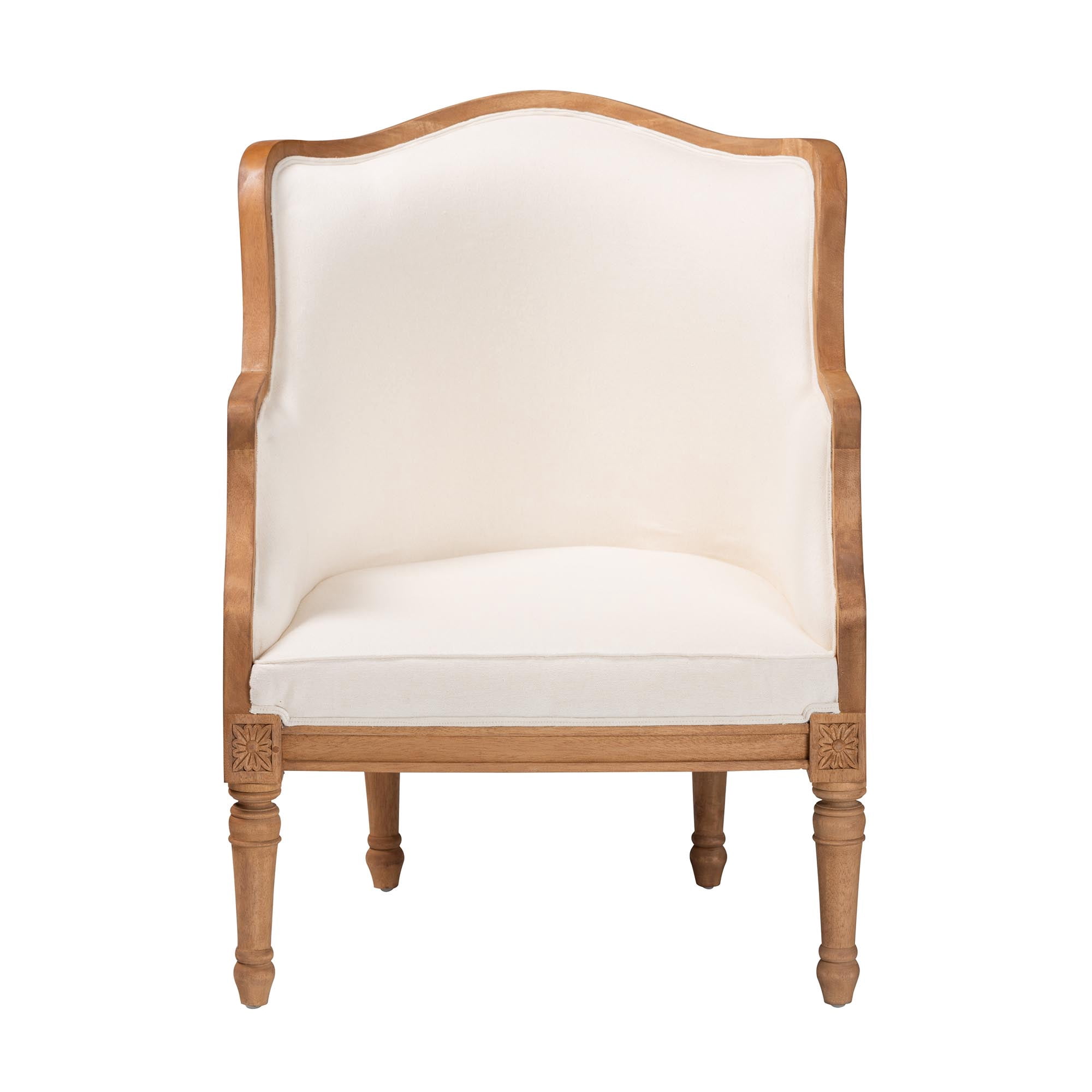 bali & pari Elizette Rattan and Bayur Wood French Provincial Accent Chair, Honey Oak