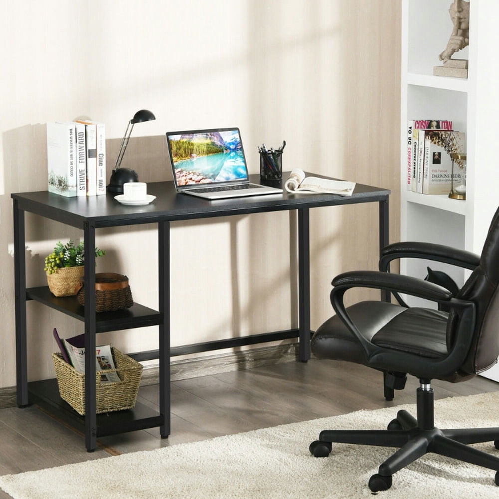 Demi Bonn 47" Computer Desk Office Study Table Workstation Home with Adjustable Shelf, Black