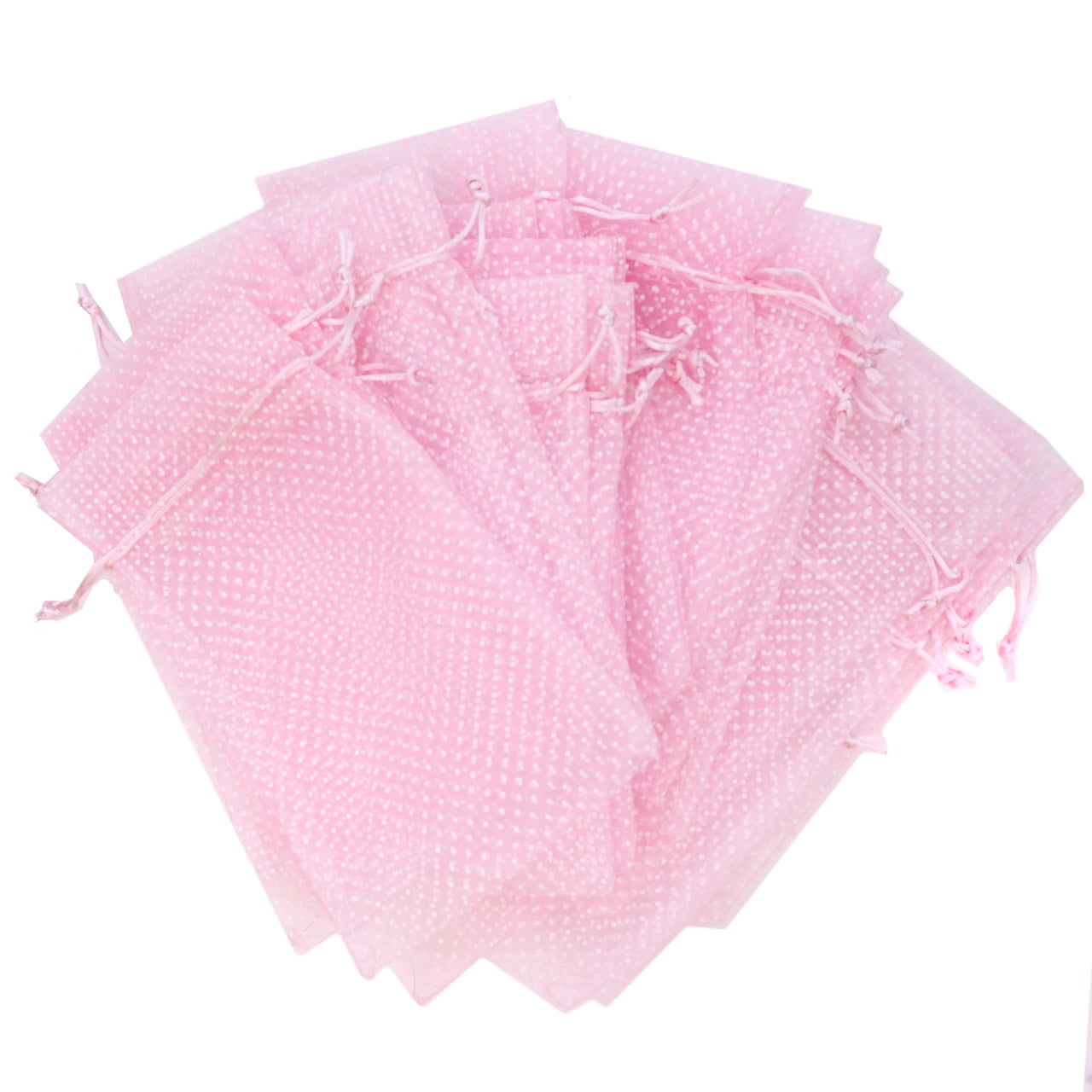 Organza Pink Polka Dot Gift Party Favor Fabric Birthday Treat Goody Bag ...