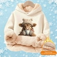 thumbnail image 4 of Little Girls Hoodies with Print Designs Long Sleeved Sweatshirt Tops Size 7-8T , Beige, 4 of 5