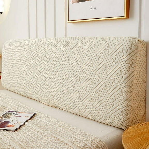 Zhuge 1 piece new solid color headboard cover, modern and simple all inclusive headboard backrest cushion, dust cover, soft bag headboard cover, 1.2m long (white)