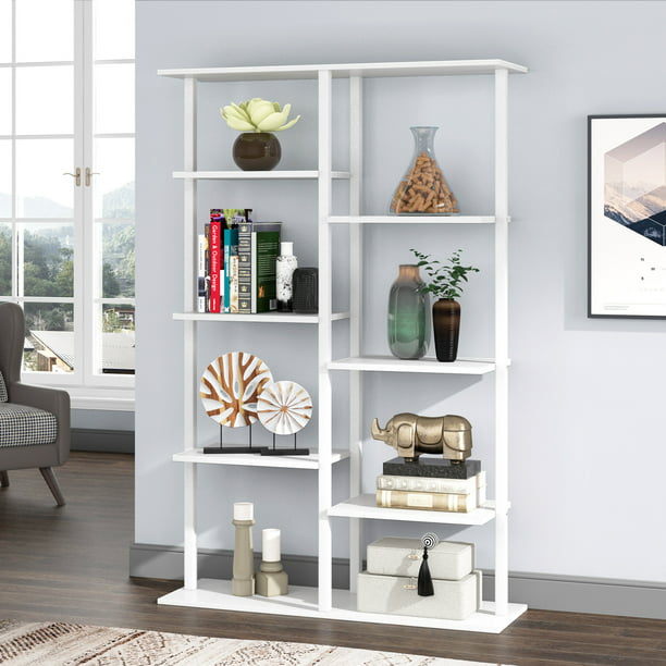 Tribesigns 5 Tier Tall Shelf Bookcase, Wood Bookcase 30 Inches High Gloss
