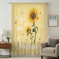 thumbnail image 2 of Yellow Sunshine Sunflower Semi Sheer Curtains Drapes for Living Room,Bedroom,French Doors Window 96 Inches Long,Pastoral Bees Farmhouse Floral Rod Pocket Chiffon Curtain Drapery Voile Draperies Panel, 2 of 8