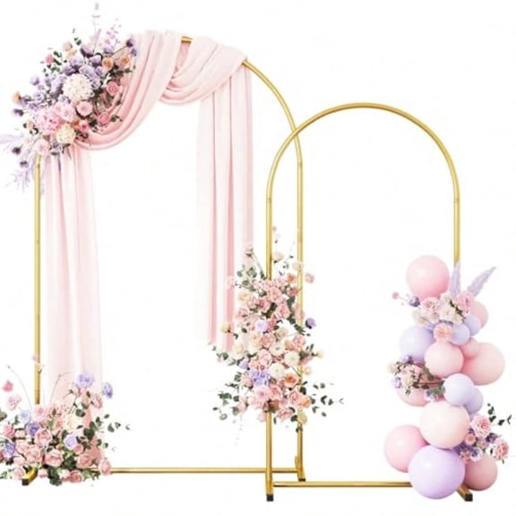 Rubfac Wedding Arch Backdrop Stand Set Of 2 Gold Metal Balloon Arch Stand 6FT 7.2FT For Birthday Wedding Baby Shower Outdoor Indoor Party Decoration