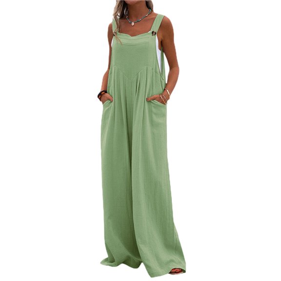 FOCUSNORM Women's Summer Wide Leg Jumpsuit Plus Size Romper Dressy Elegant Casual Loose Outfits Overall