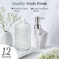 thumbnail image 2 of JOGGEIL 2Pcs Glass Soap Dispenser, 18Oz Refillable Hand Soap Dispenser with Rust Proof Stainless Steel Pump, Gem Pattern Design for Kitchen and Bathroom,White, 2 of 6