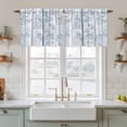 thumbnail image 2 of Blue Grey Forest Tier Curtains, Watercolor Blue Ombre Leaves Light Filtering Kitchen Curtains, 2Pcs Rod Pocket Half Window Treatments Panels for Sink Cafe Cabinet Camper 27.5x24 Inches, 2 of 9