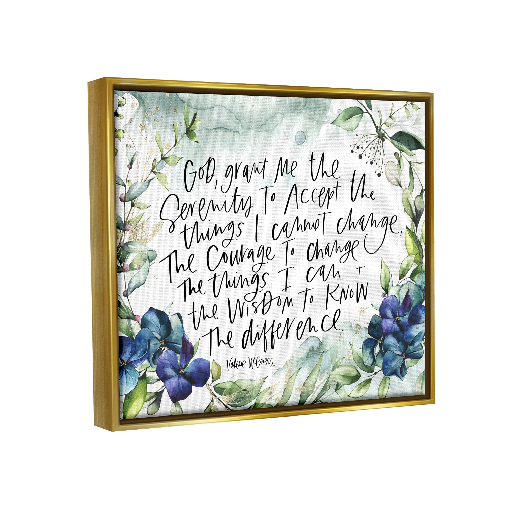 Stupell Industries Religious Perseverance Quote Floral Watercolor Painting Effect Graphic Art Metallic Gold Floating Framed Canvas Print Wall Art, Design by Valerie Wieners
