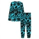thumbnail image 4 of Conjunto de pijama con estampado integral de llamas azules con fondo de fuego para mujer, 4 of 4