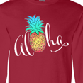 thumbnail image 4 of Inktastic Aloha- in cursive with pineapple rainbow colors Long Sleeve T-Shirt, 4 of 5