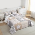 thumbnail image 3 of Feelyou Cartoon Orange Stars Full Size Comforter Sets for Kids, Polka Dots Patchwork Bedding Comforter Set, Buffalo Plaid Reversible Bedding Sets, Lightweight Room Decor, 3 Pieces, 3 of 8
