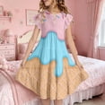 thumbnail image 2 of oqasdz Girls Dresses with Ice Cream Print Flowy Sleeveless Casual Playful Dress for Toddler Kids Party and Outdoor Activities Summer Dress, 2 of 4