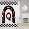 thumbnail image 2 of Erosebridal Alphabet Letter Shower Curtain 72Wx84L, Race Car Bathroom Shower Curtain, Black Q, 2 of 5