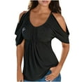 thumbnail image 2 of ICHUANYI Clearance Women Fashion Summer Casual O-Neck Print Short Sleeve Hoollow Out Tops(Black, XXL) Ichuanyi Ichuanyi, 2 of 6