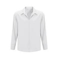 thumbnail image 4 of Miluxas Mens Solid Slim Fit Long Sleeve Mandarin Collar Dress Shirts White, 4 of 7