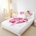 thumbnail image 4 of Homewish Watercolor Bowknot Kids Bed Sheets, Cartoon Pink Rugby Print King Sheets, Kawaii Princess Bow Sheet Set, Ultra Soft Bedroom Decor, 4pcs, 4 of 7