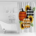 thumbnail image 4 of Small Stall Shower Curtain 48x72 Inch Narrow Half Size Orange Pumpkins Bath Curtains Bathroom Decor Plaid Pastoral Summer Botanical Waterproof Fabric Shower Curtain Set with Hooks 48 Inch, 4 of 6