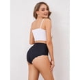 thumbnail image 2 of Women No Show High Waisted Panties Tagless Wave Edge Full Coverage Ladies Briefs Black XL, 2 of 8