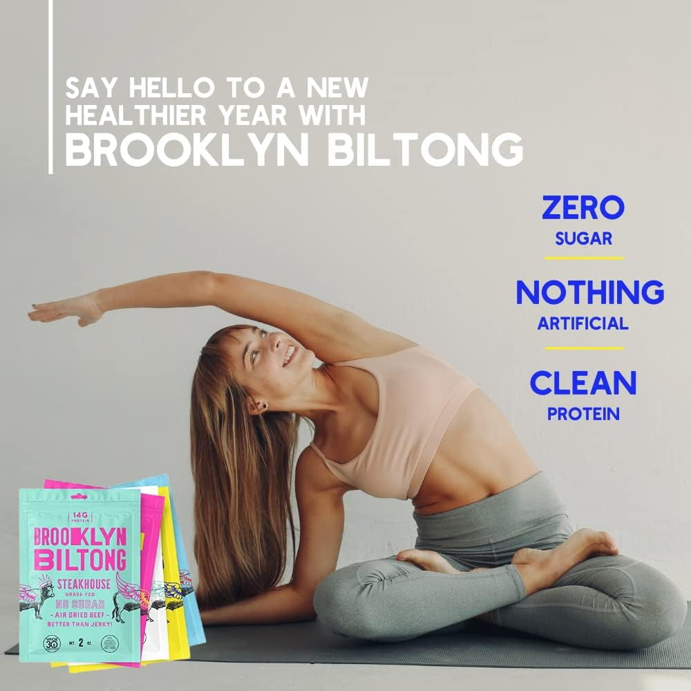 Brooklyn Biltong - Air Dried Grass Fed Beef Snack - Whole30 Approved, Paleo, Keto, Gluten Free, Sugar Free, Made in USA (Original)