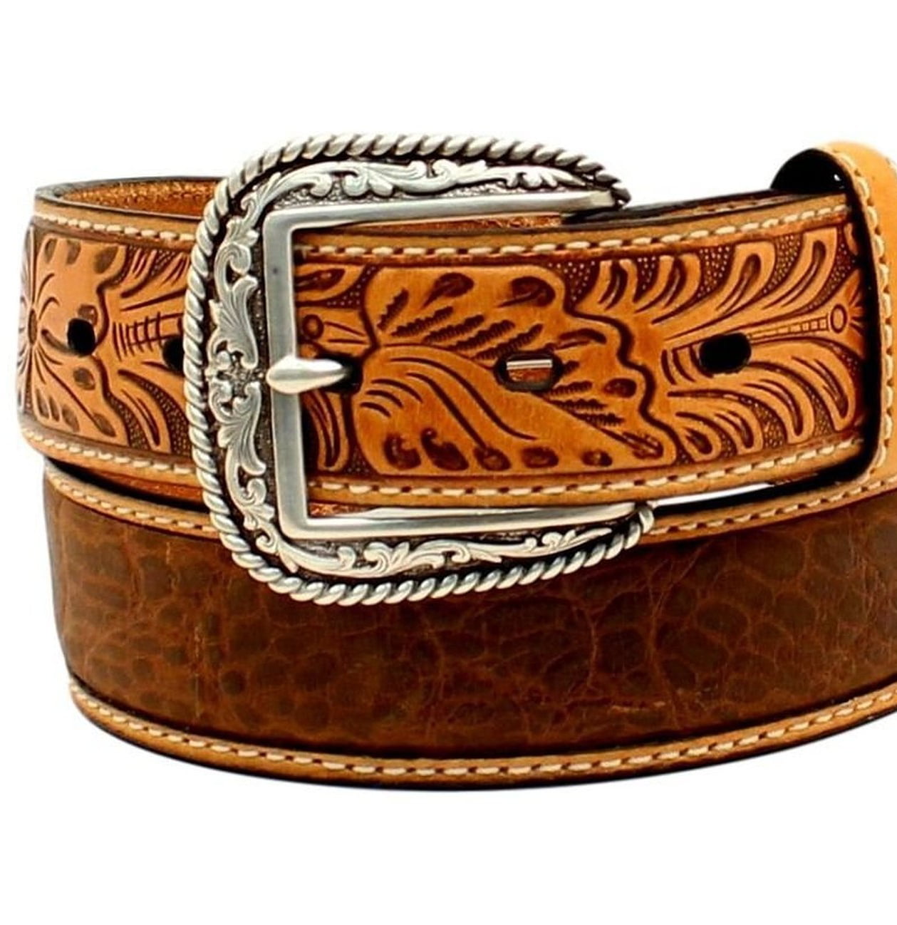 Ariat A1022008-32 Western Belt Mens Croco Print Embossed Floral, Size ...