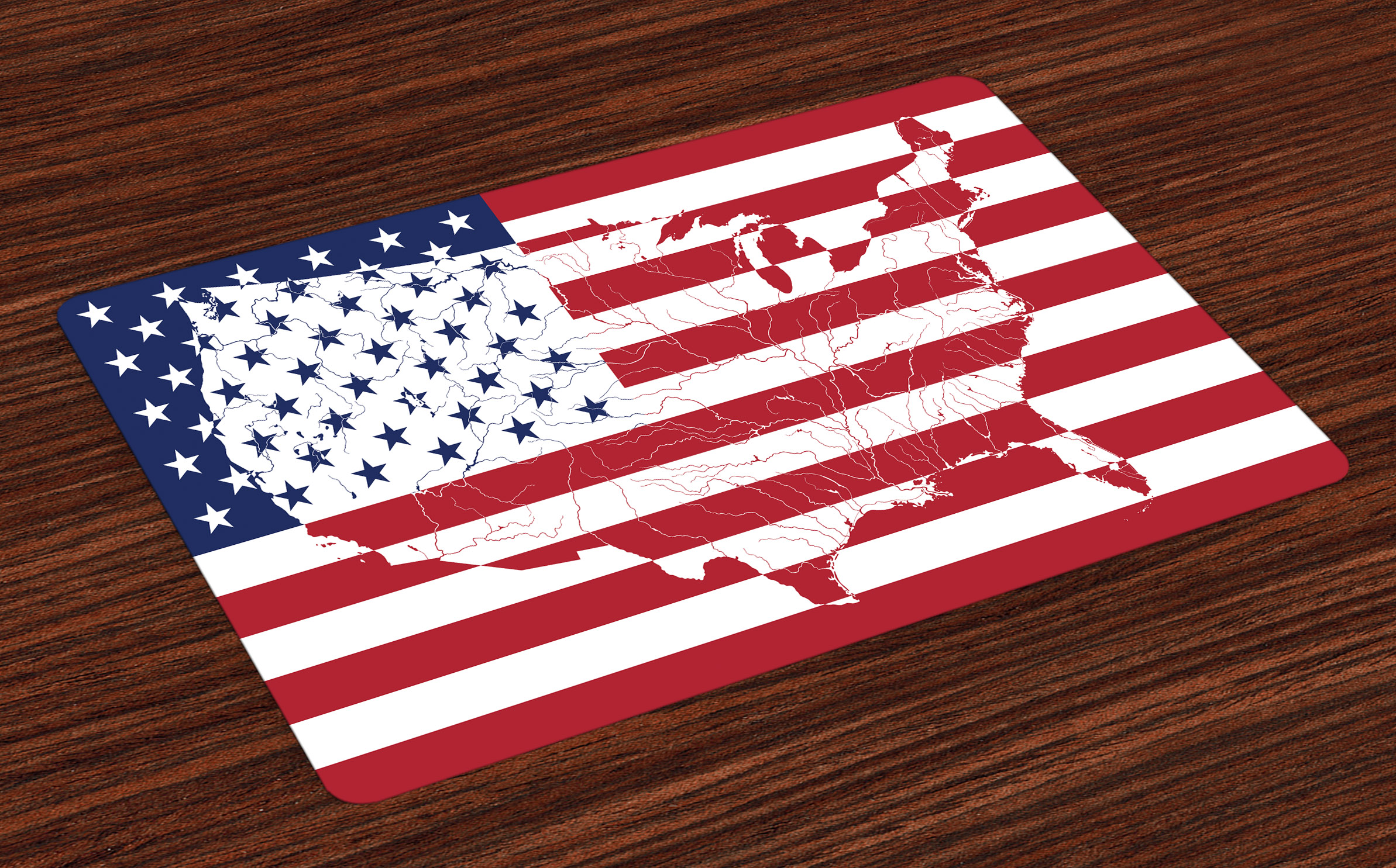 American Flag Placemats Set of 4 America Continent Shaped Flag Martial