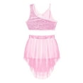 thumbnail image 4 of CHICTRY Kids Girls Tutu Dancewear Shiny Sequins Crop Top with Skirt Dance Outfit Pink 6, 4 of 5