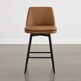 thumbnail image 2 of ReNest 27" Mid-Century Swivel Counter Height Bar Stools Set of 2 for Kitchen Island, Faux Leather Upholstery, Saddle Brown, 2 of 7