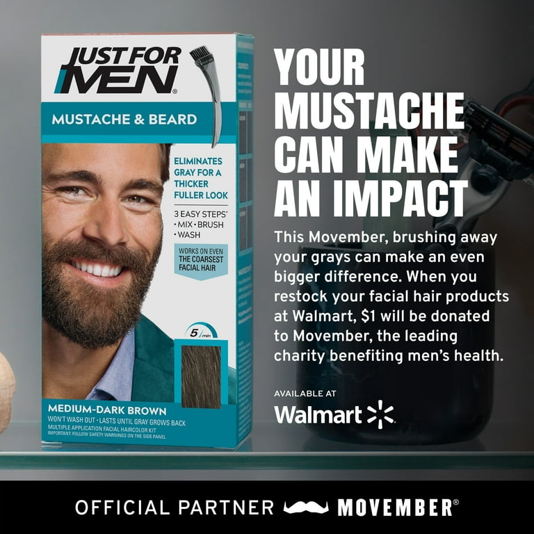 Just For Men Mustache Beard Brush In Color Gel, M-55 Real Black