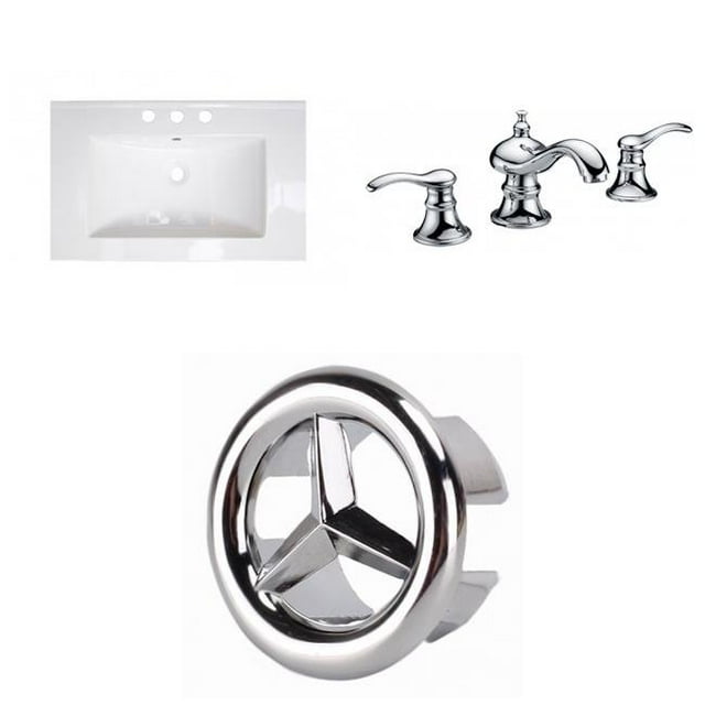 American Imaginations AI-24124 30 in. Rectangle Roxy Series 1 Hole Ceramic Vanity Top Set, White