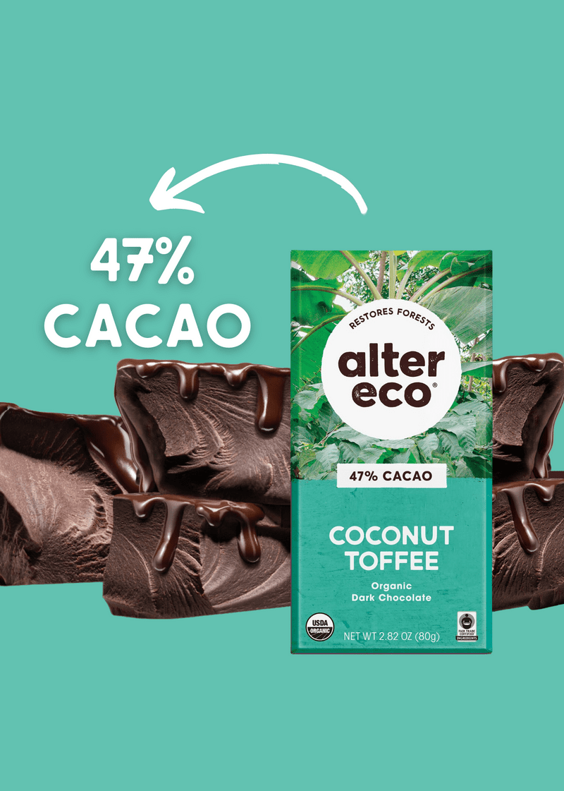 Pack of 12, Alter Eco Organic Dark Chocolate Bar Coconut Toffee, 2.82 oz