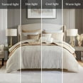 thumbnail image 6 of 10-Piece King Luxury Jacquard Comforter Set – All-Season Bedding Set with Quilt, Shams, Decorative Pillows & Bed Skirt, Elegant Geometric Design (Ivory), 6 of 11