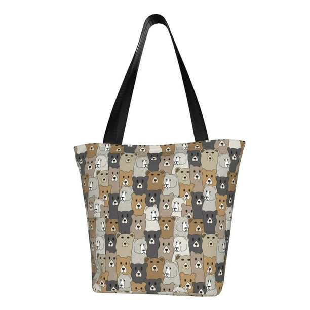 Fotbe Cartoon Bear Bolsa de Playa con Estampado, Bolsa de Hombro, Bolsa de Mano Espaciosa, Bolsa de Viaje Ligera, Bolsa de Compras Versátil