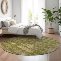 Addison Rugs Mayfield Washable Transitional Moroccan Olive Round Rug, 8' x 8'