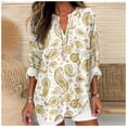 thumbnail image 2 of Camisa MARSVOVO de manga larga con estampado de cachemir amarillo para mujer, 2 of 3