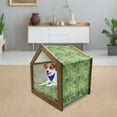 thumbnail image 3 of Green Leaf Pet House, Exotic Pattern with Tropical Leaves Fresh Jungle Aloha Hawaii, Outdoor & Indoor Portable Dog Kennel with Pillow and Cover, 5 Sizes, Apple Green Fern Green, by Ambesonne, 3 of 5