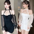 thumbnail image 2 of Robe à Manches Longues Sexy Ajustée à Épaules Dénudées pour Femmes, 2 of 6
