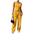 thumbnail image 3 of HBDesign Women Summer Seersucker 2 Piece Set V-Neck Vest Wide Leg Pants Slim Fit Outfit, 3 of 6