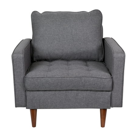 Alamont Home - Compact Upholstered Tufted Chair with Wooden Legs - Dark Gray