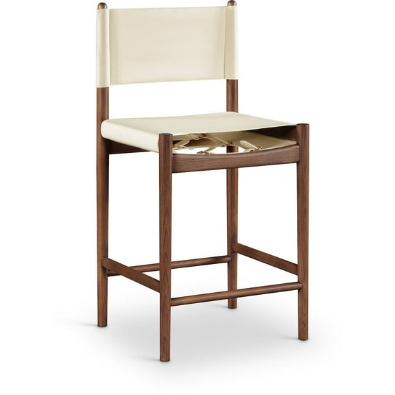 Meridian Furniture Rawlins Cream Vegan Leather Upholstered Counter Stool