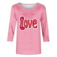 thumbnail image 4 of Goodtrade8 Womens 3/4 Sleeve Shirts Plus Size Valentine Pullover Spring Summer Crew Neck Gifts for Girlfriend Tops for Women Fashion, 4 of 5