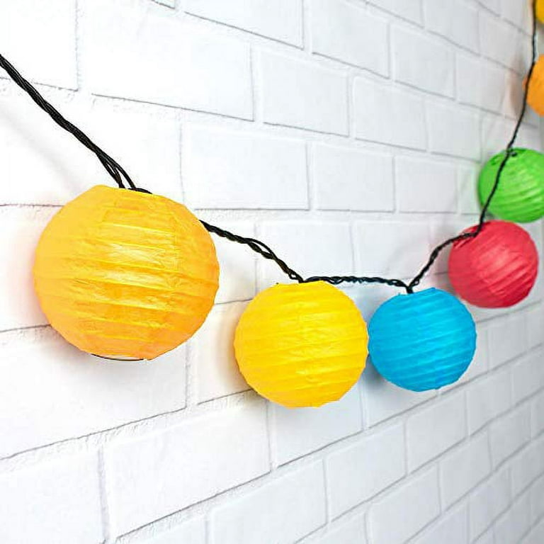 4 inch Multi-Color Round Paper Lanterns, Even Ribbing, Hanging (10 Pack) Decoration