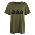 thumbnail image 5 of ClodeEU Women's Plus Size Floral Print Drop Shoulder Short Sleeve T-Shirt ,Loose Fit Casual Crewneck Top Army Green,Womens Plus XXL, 5 of 5