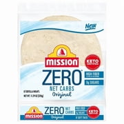 Mission Zero Net Flour Tortillas - 0g Net Carbs - Keto Certified - 8.0" Soft Taco - 8 Count, 11.29 oz.(pack of 2)